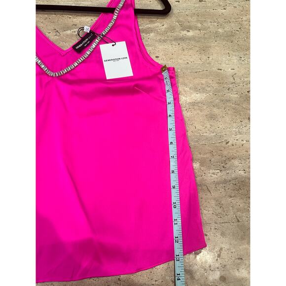 NEW NWT Generation Love Women's Pink Marian Crystal Trim Tank Top Size Small - Picture 6 of 7